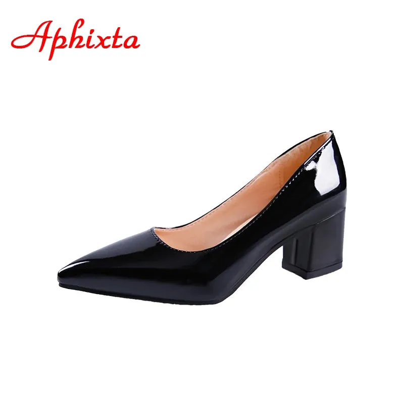 5cm Square Heels Patent Leather Red Pumps Shoes