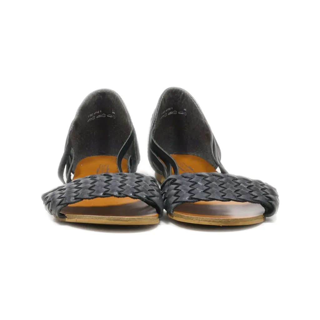 5Th Avenue Flat Sandals Leather Black Colour For Women