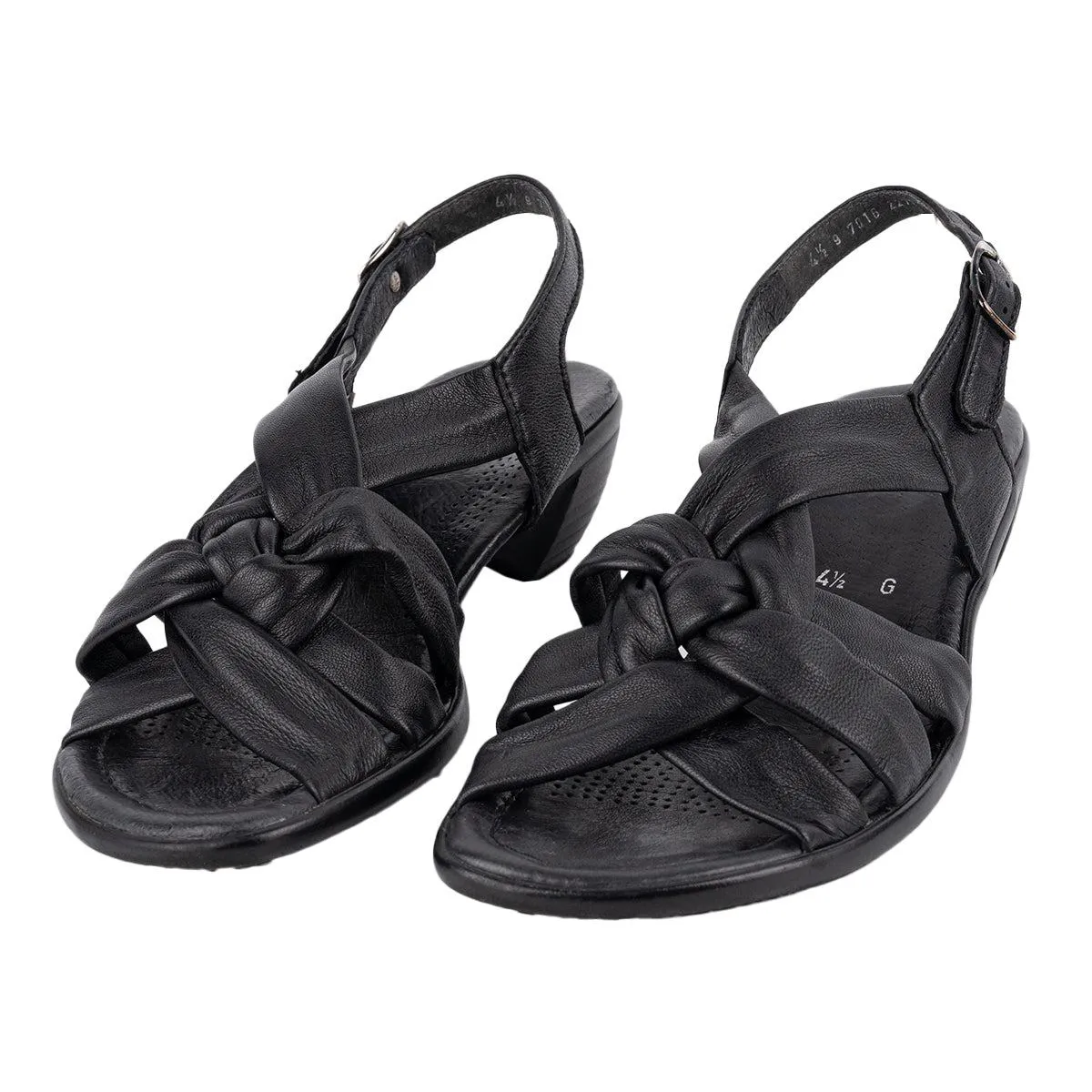 Ara Strap Mid-Heel Sandals Leather Black Colour For Women