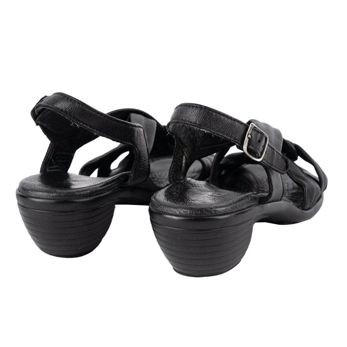 Ara Strap Mid-Heel Sandals Leather Black Colour For Women