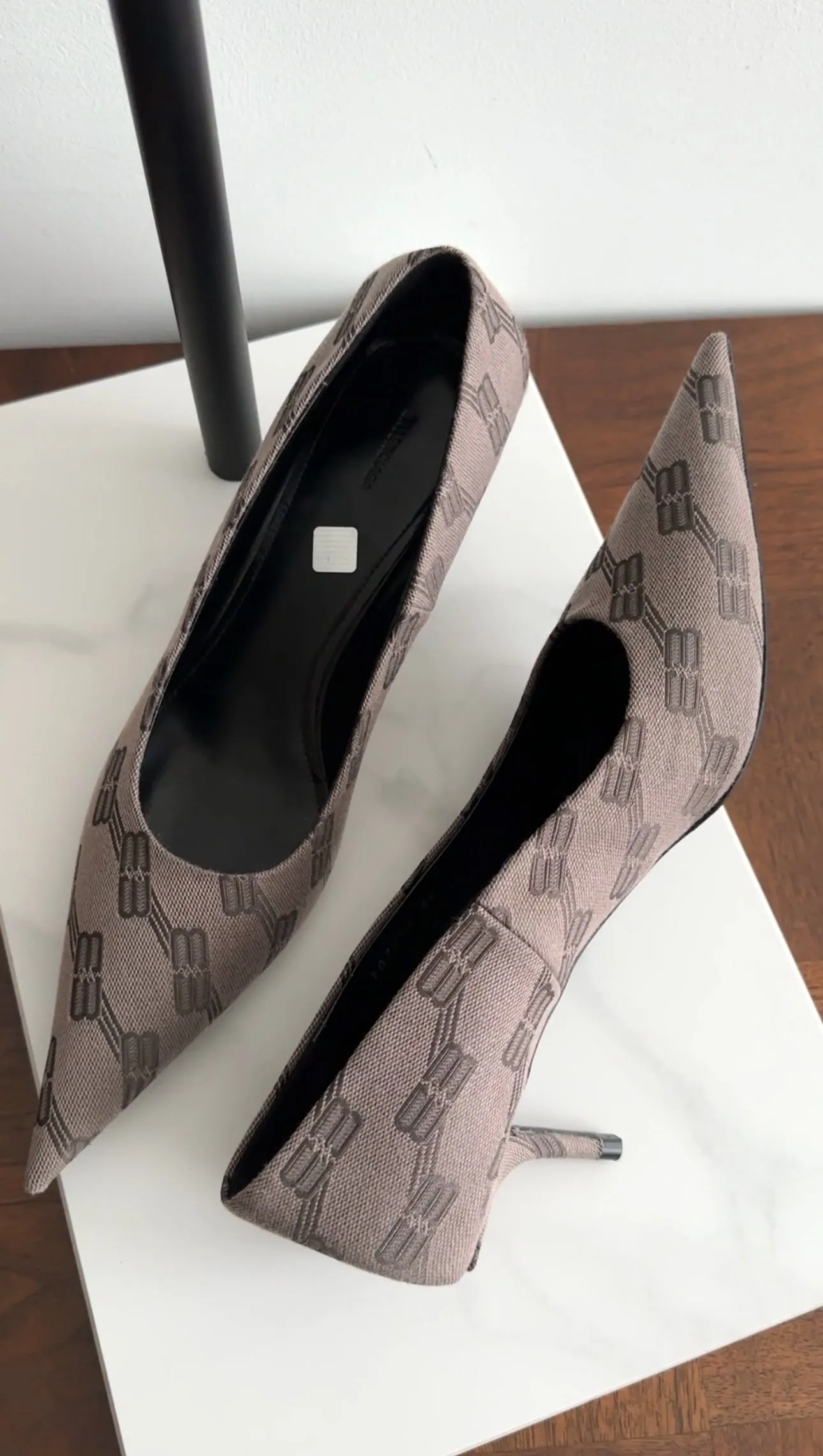 Balenciaga BB Monogram Brown Fabric Logo Pumps - 40