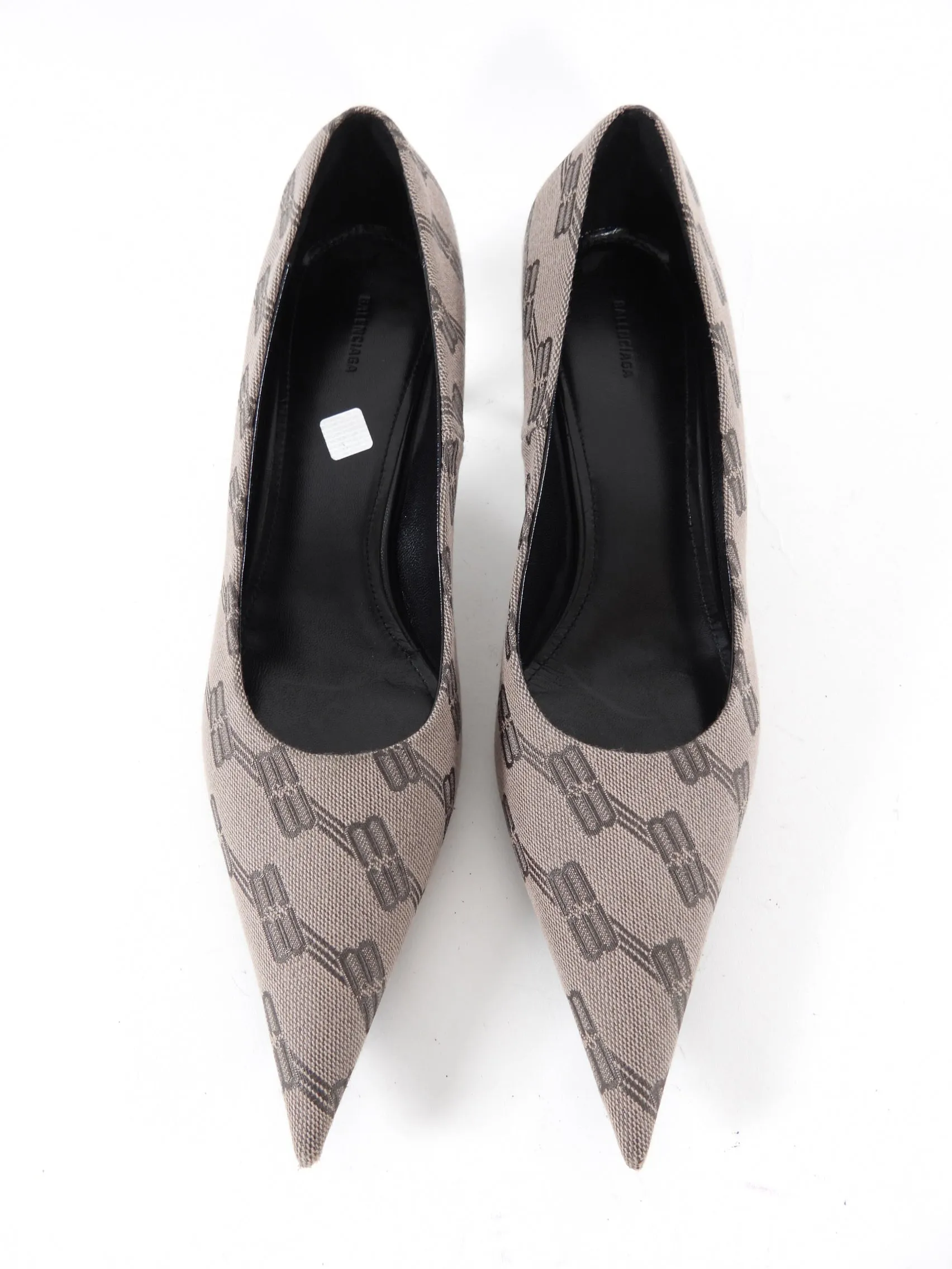 Balenciaga BB Monogram Brown Fabric Logo Pumps - 40