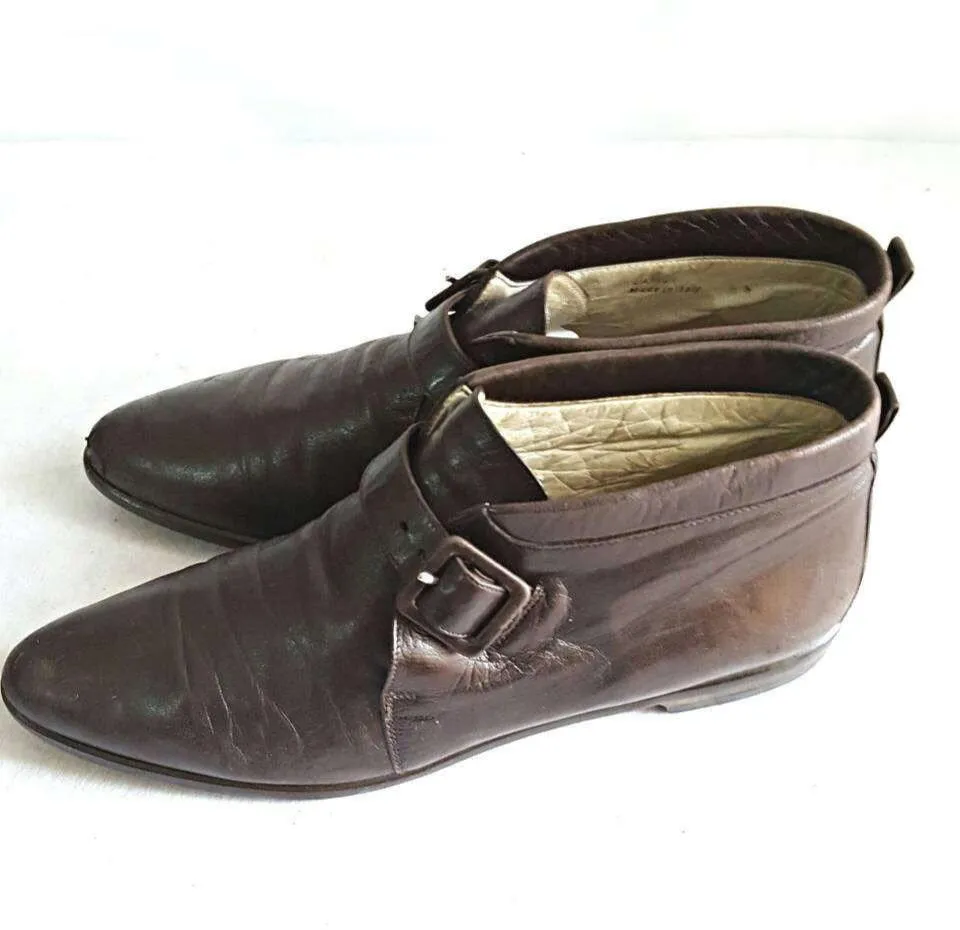 Bally Leather  Gatsby Booties Brown, sz. 8 1/2