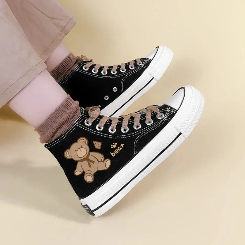 Bear Lace Up Canvas Shoes