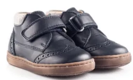 Beberlis Navy Leather Velcro Baby Bootie