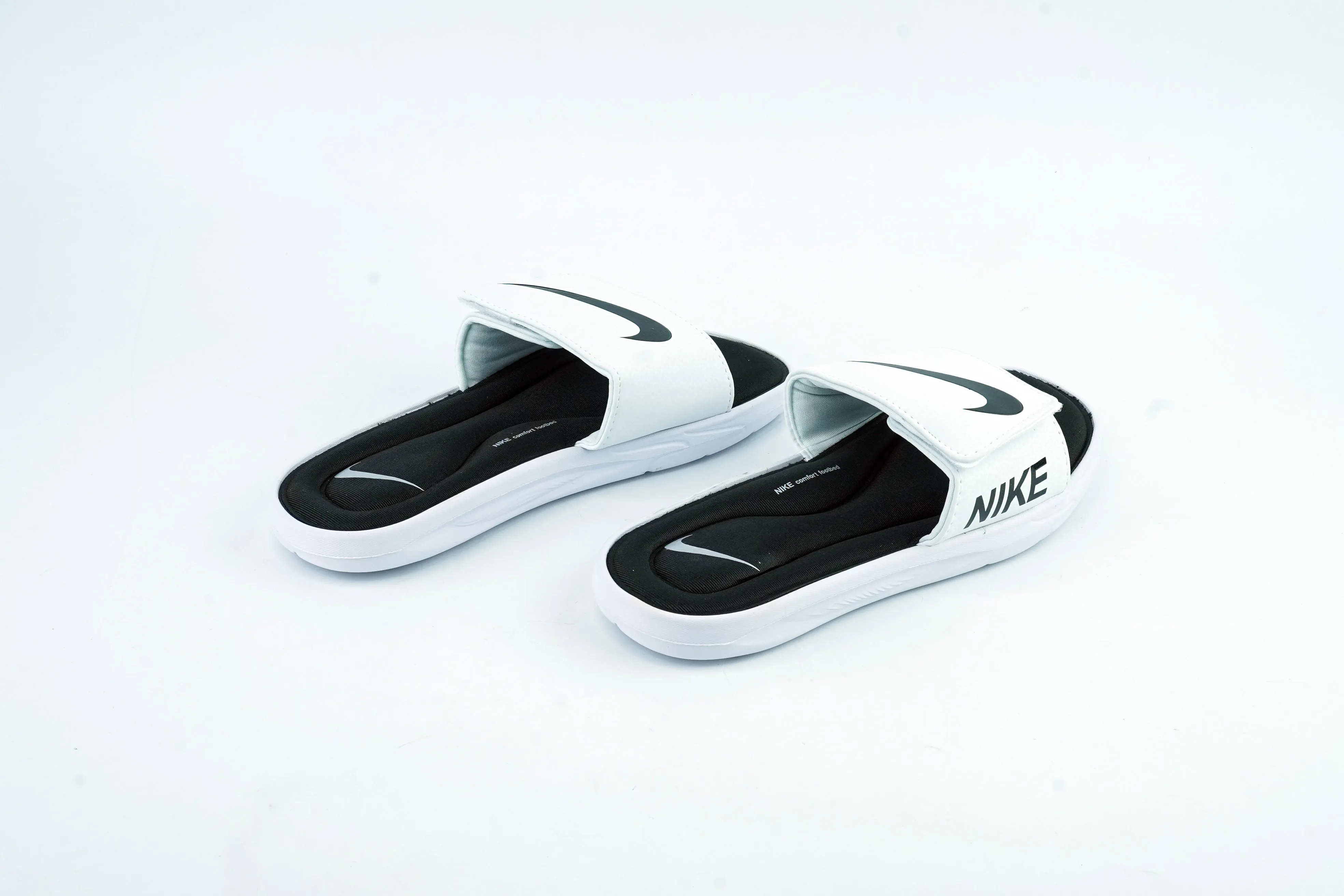 Black and White Nike Trendy Slippers For Men