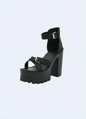 Black Chunky Strap Sandals