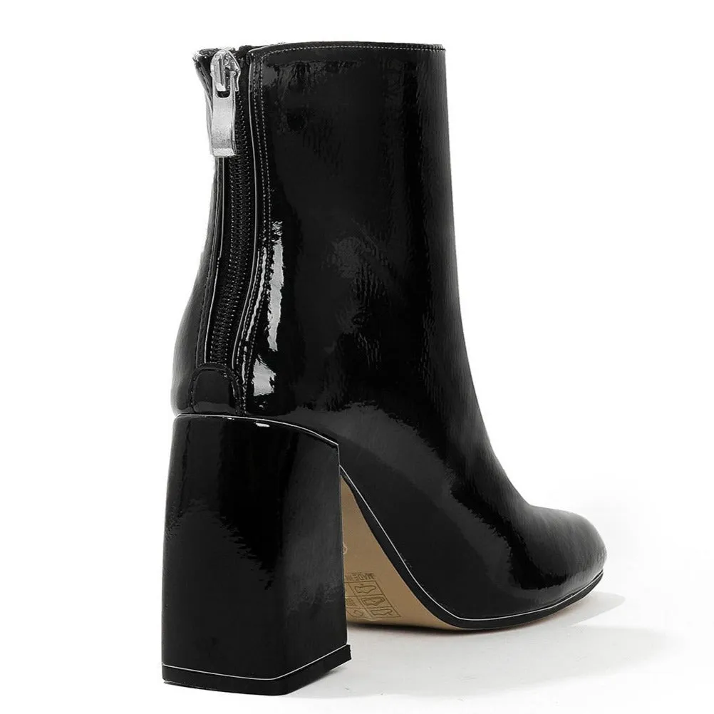 British Style Chunky Square Toe Mid-calf Boots