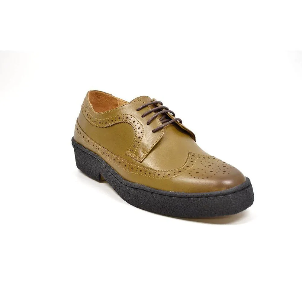 British Walkers Playboy Originals Wingtip Low Cut Men's Olive Leather Oxfords