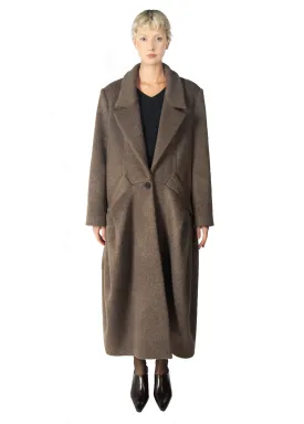 Brown Wool Pleated Coat