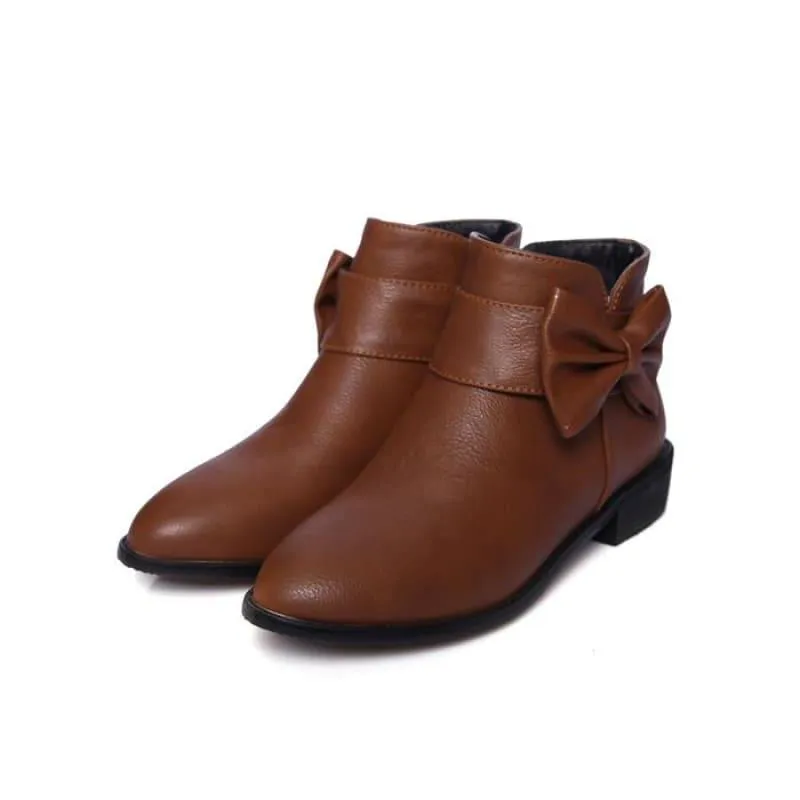 Butterfly-knot Boots Low Heel Martin Short Booties