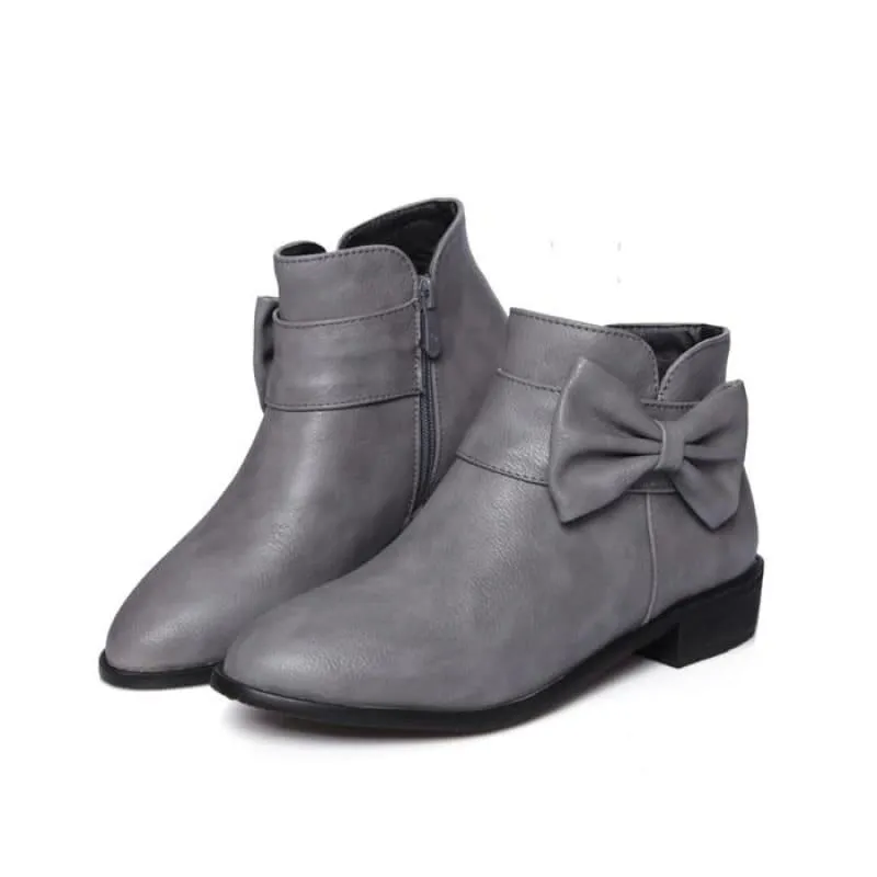 Butterfly-knot Boots Low Heel Martin Short Booties