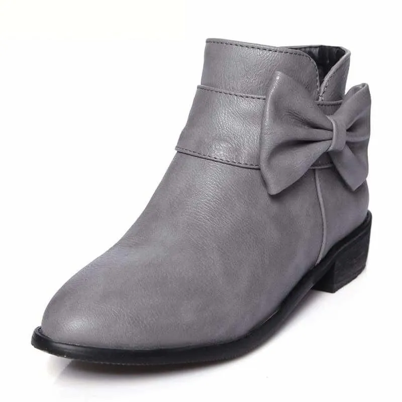 Butterfly-knot Boots Low Heel Martin Short Booties