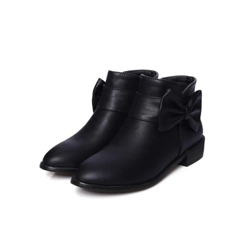 Butterfly-knot Boots Low Heel Martin Short Booties