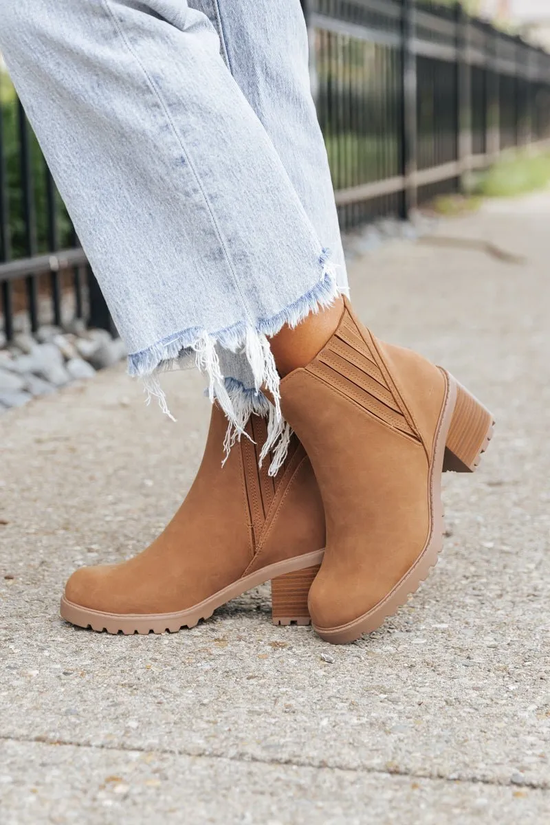 Cognac Wisely Heeled Bootie - FINAL SALE