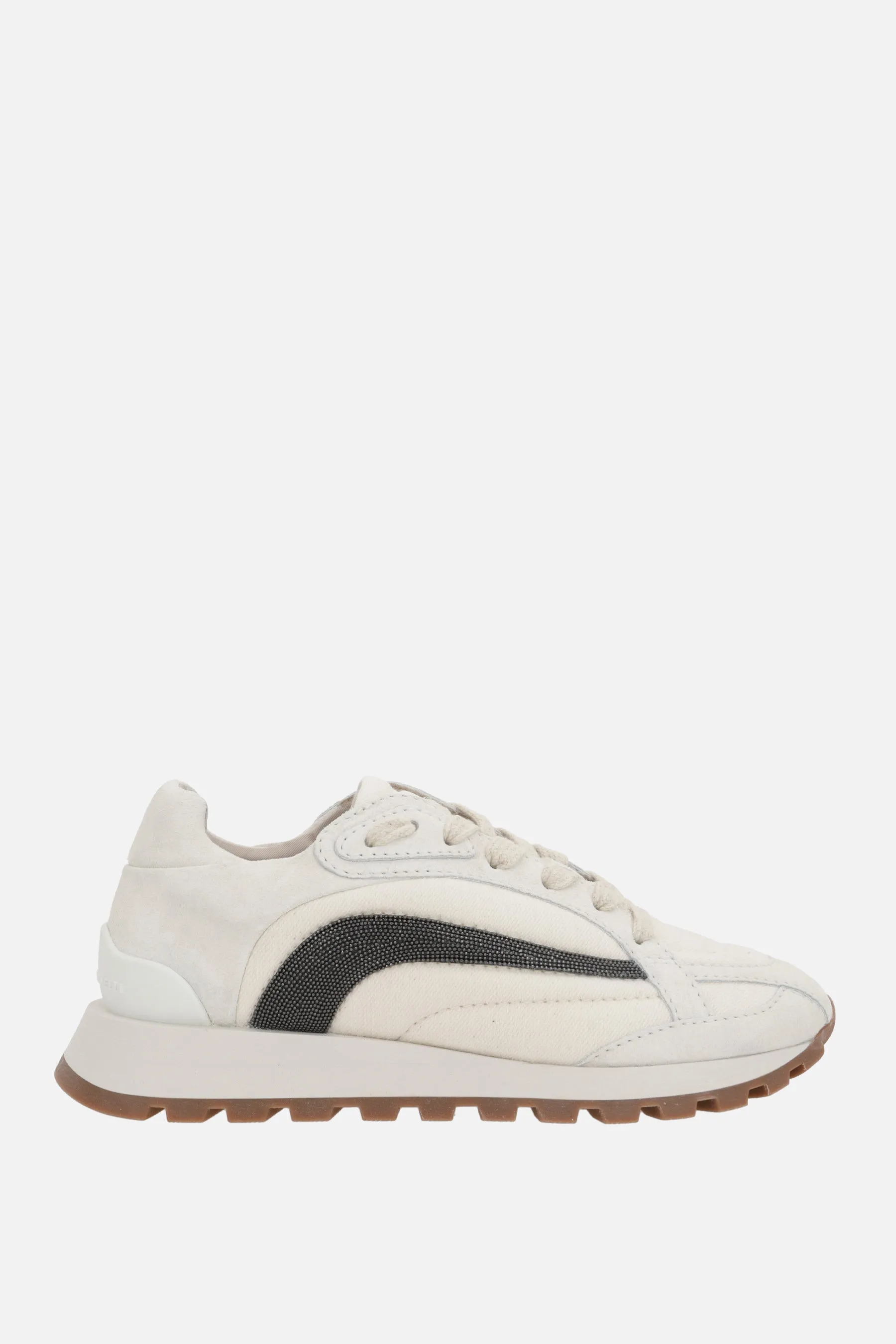 Contoured Canvas & Suede Sneakers