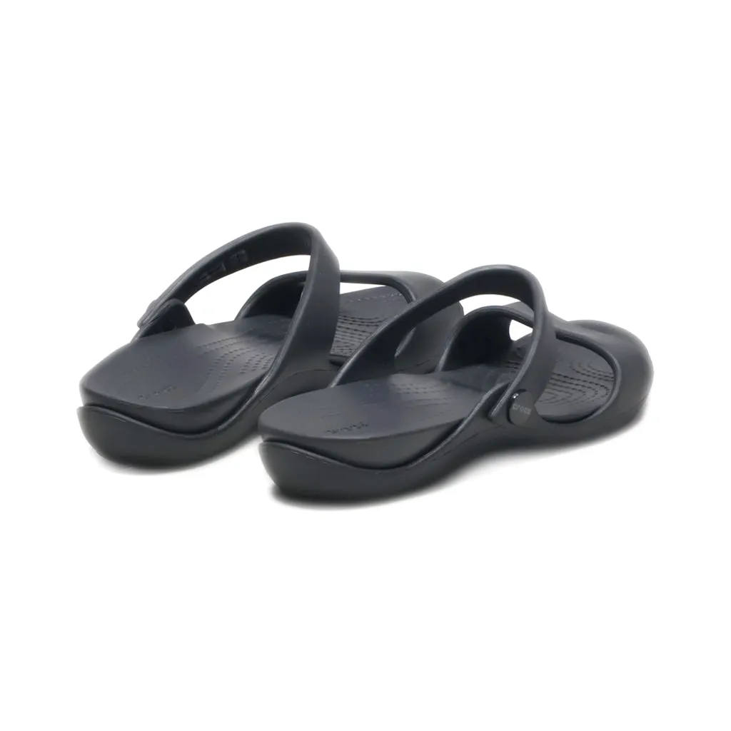 Crocs Cleo V Flat Sandals Rubber Black Colour For Women