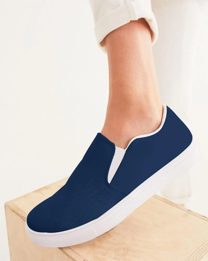 Dark Blue Slip-On Canvas Sneakers | Women's | Dark Pure Blue | C100M50Y0K80