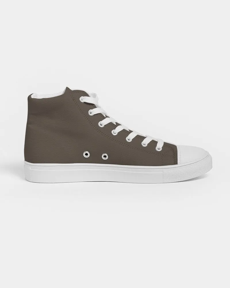 Dark Orange Brown Men's High-top Canvas Sneakers | Men's | Dark Pale Pastel Orange Brown | C0M15Y30K80