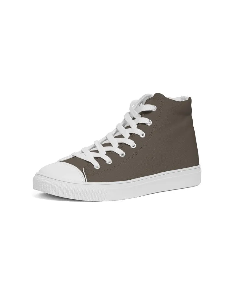 Dark Orange Brown Men's High-top Canvas Sneakers | Men's | Dark Pale Pastel Orange Brown | C0M15Y30K80