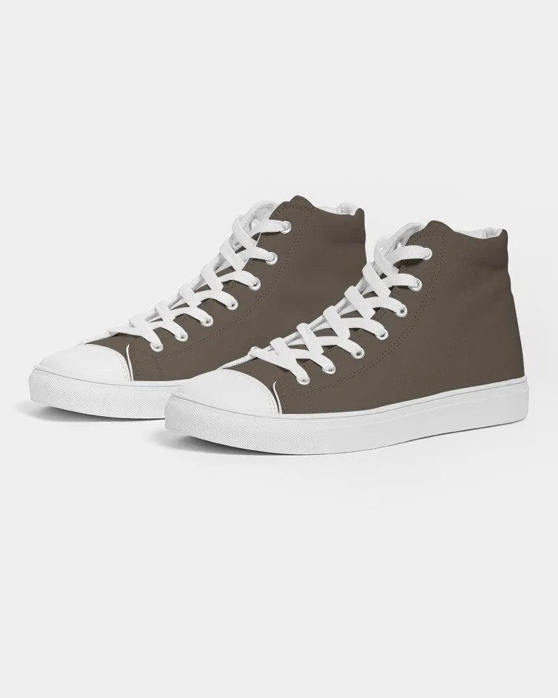 Dark Orange Brown Men's High-top Canvas Sneakers | Men's | Dark Pale Pastel Orange Brown | C0M15Y30K80