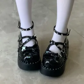 Dark punk thick-soled platform shoes