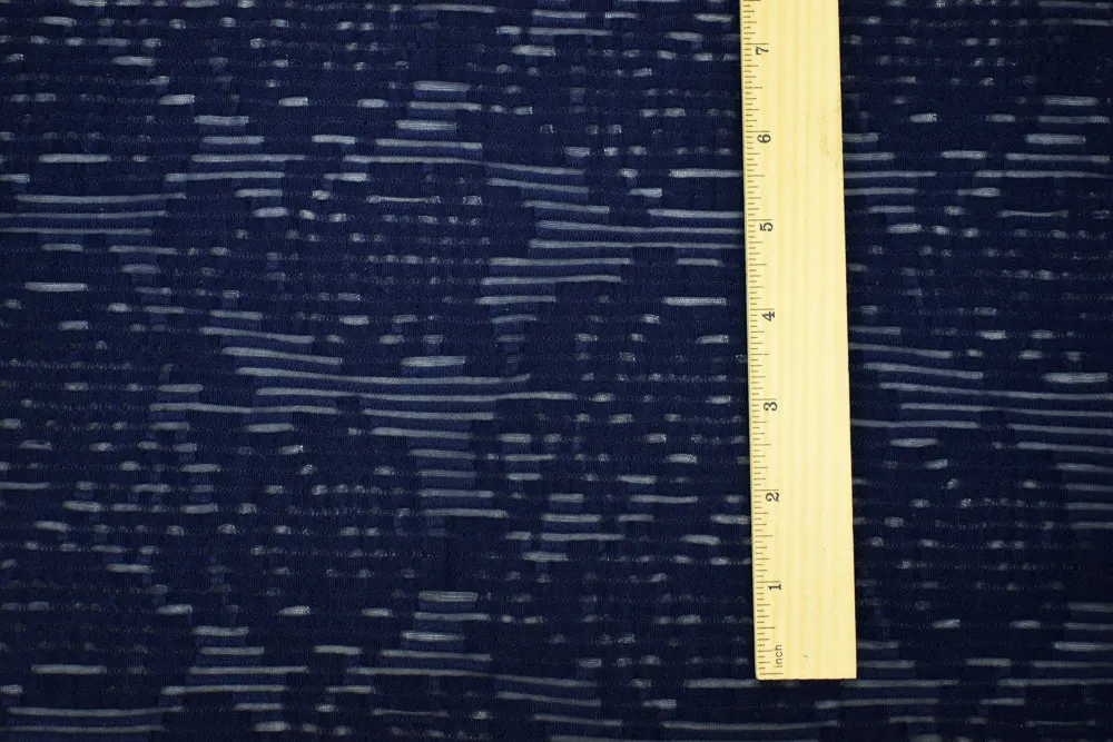 Deep Navy Nylon Spandex Abstract Semi-Sheer Texture 3D Activewear Knit Fabric