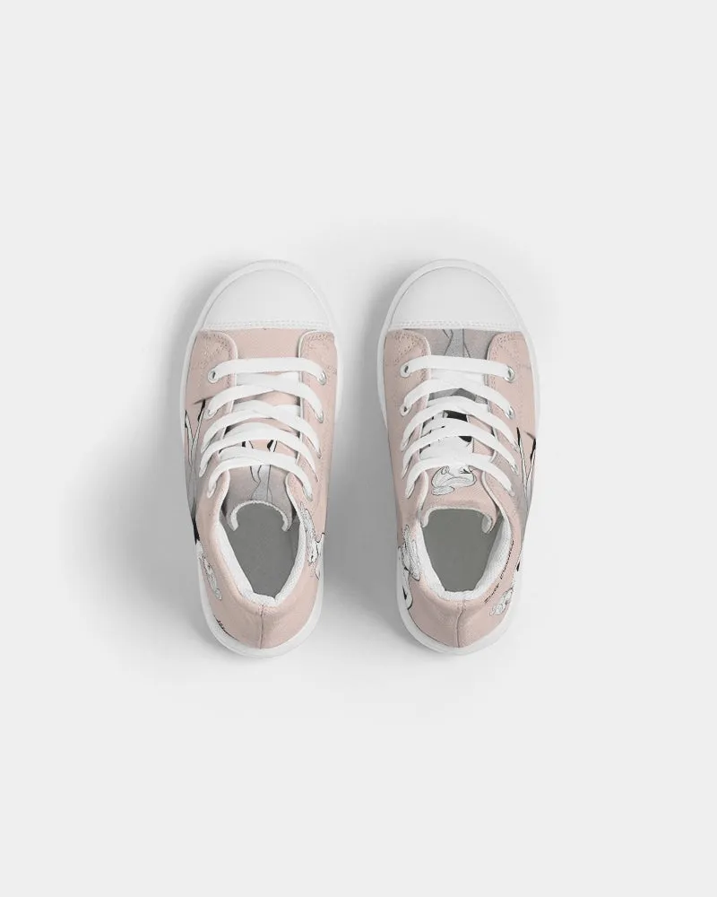 DOLLY DOODLING DOLLY PINK Kids Hightop Canvas Shoe