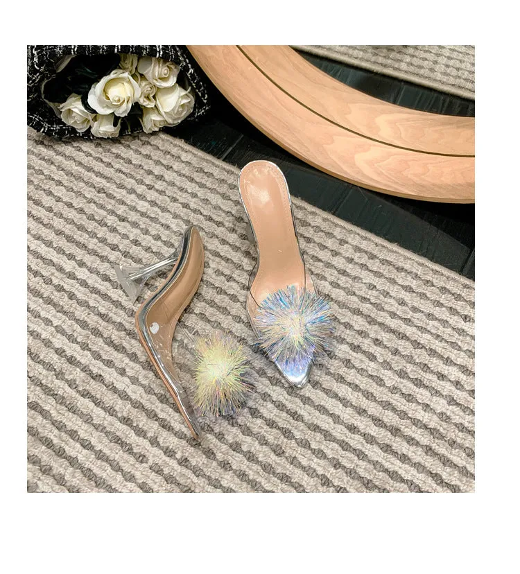 Elegant Crystal Wine Glass and Pointed High Heel Sandals