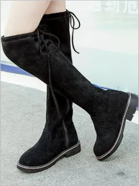 Faux Suede Over The Knee Flat Booties By Liv and Mia