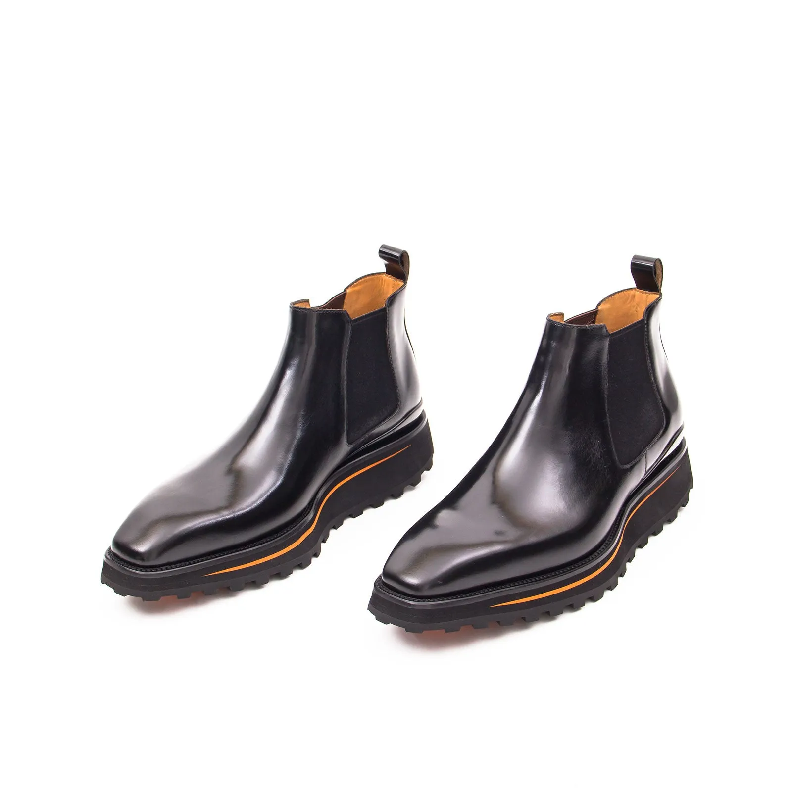 Foil leather Thick-Soled Chelsea Boot 2898 Black