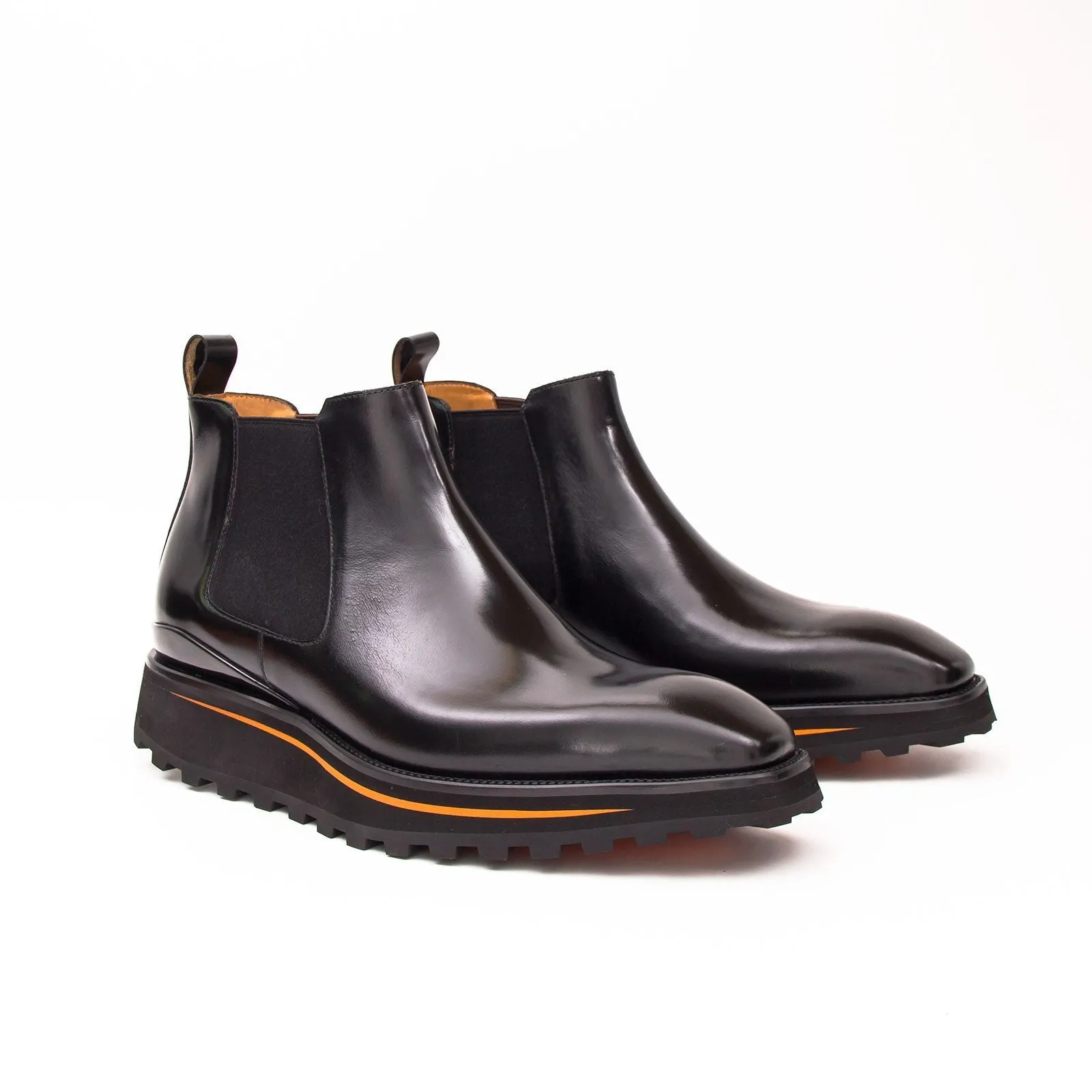 Foil leather Thick-Soled Chelsea Boot 2898 Black