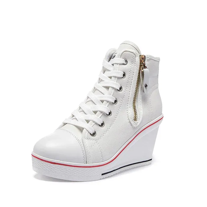 Funki Buys | Boots | Women's High Platform Zipper Sneakers