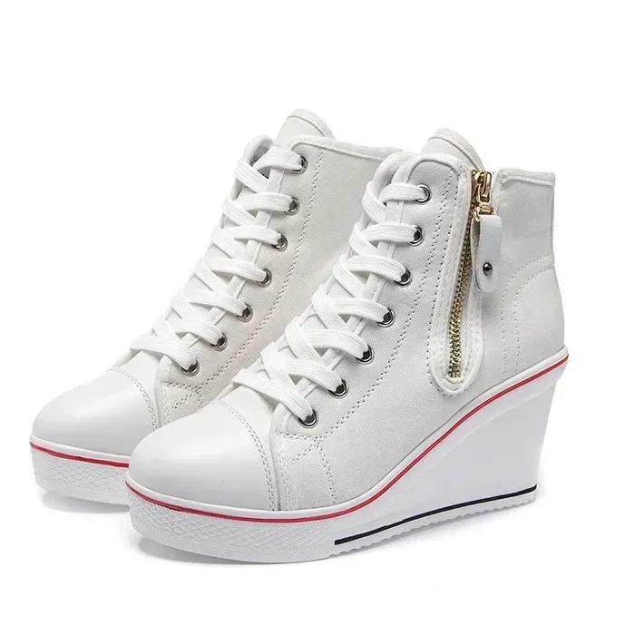 Funki Buys | Boots | Women's High Platform Zipper Sneakers