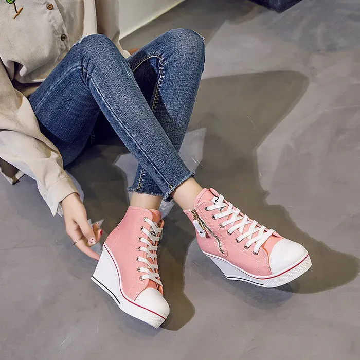 Funki Buys | Boots | Women's High Platform Zipper Sneakers