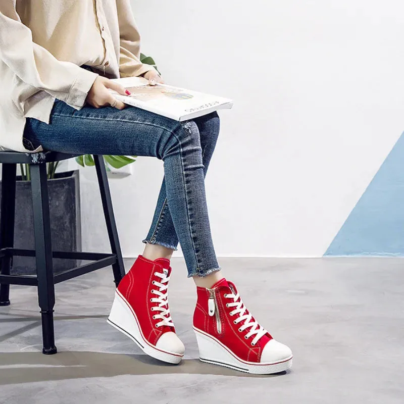 Funki Buys | Boots | Women's High Platform Zipper Sneakers