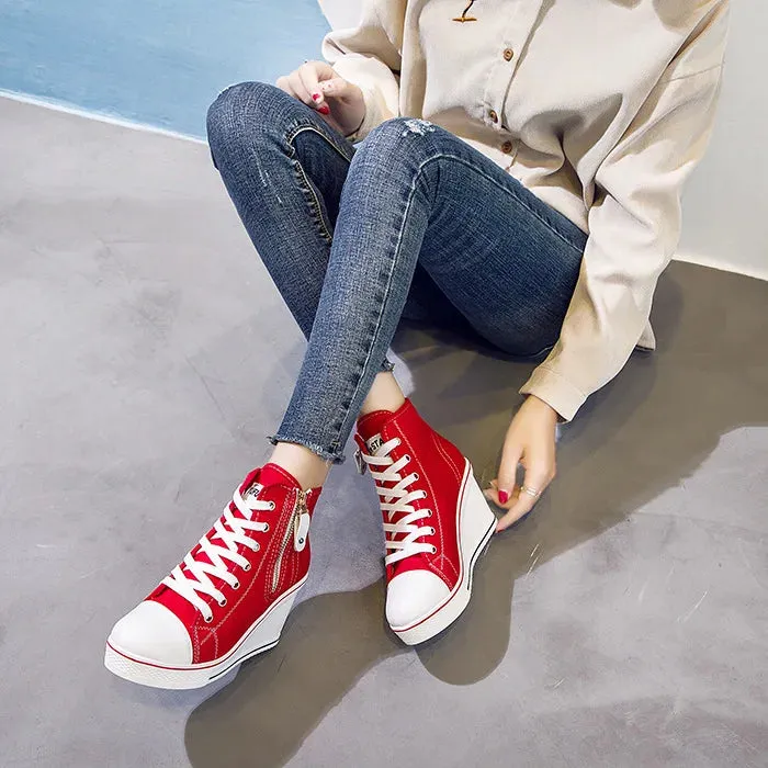 Funki Buys | Boots | Women's High Platform Zipper Sneakers