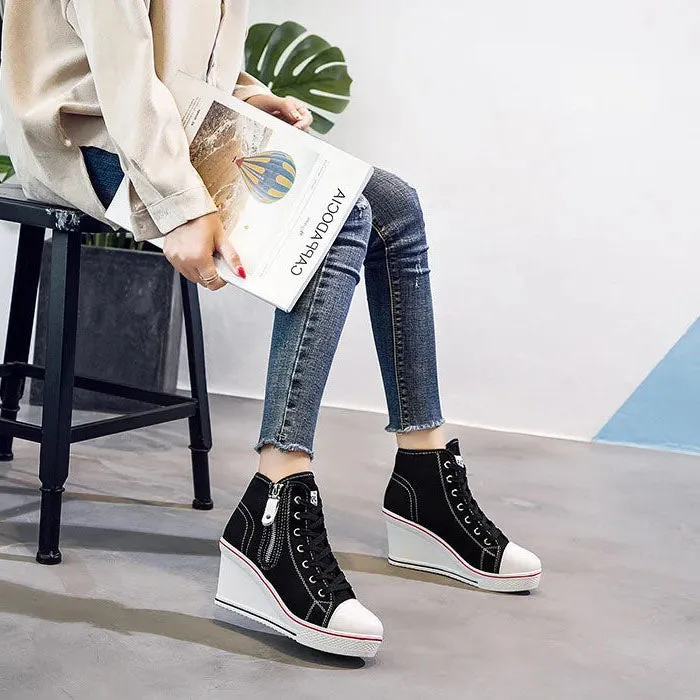 Funki Buys | Boots | Women's High Platform Zipper Sneakers