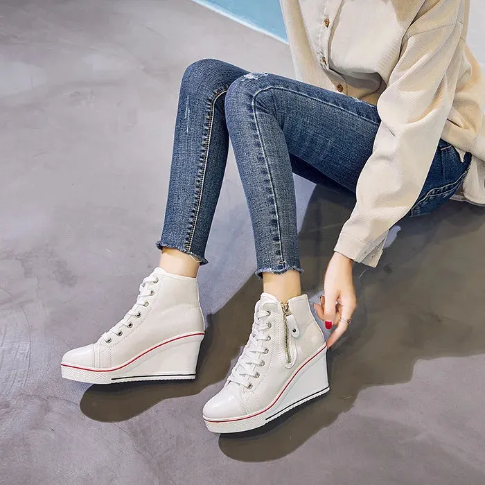 Funki Buys | Boots | Women's High Platform Zipper Sneakers