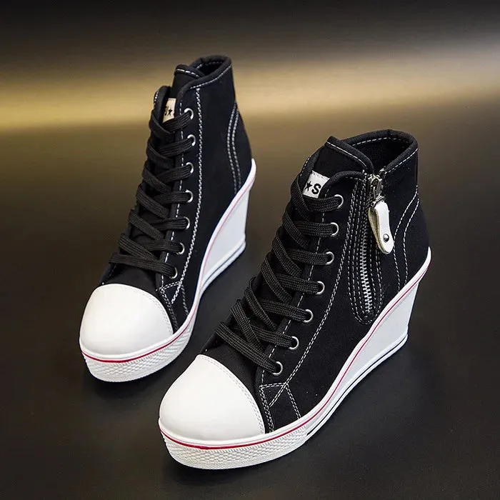 Funki Buys | Boots | Women's High Platform Zipper Sneakers