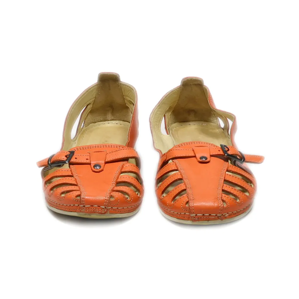 Gemini Flat Sandals Leather Orange Colour For Women