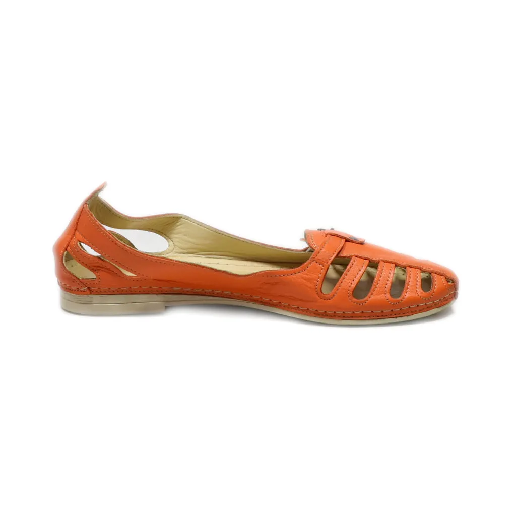 Gemini Flat Sandals Leather Orange Colour For Women