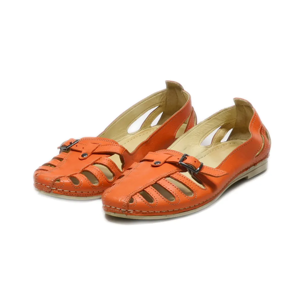 Gemini Flat Sandals Leather Orange Colour For Women