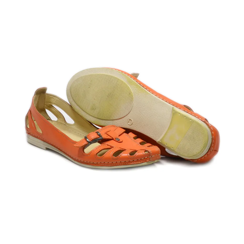 Gemini Flat Sandals Leather Orange Colour For Women