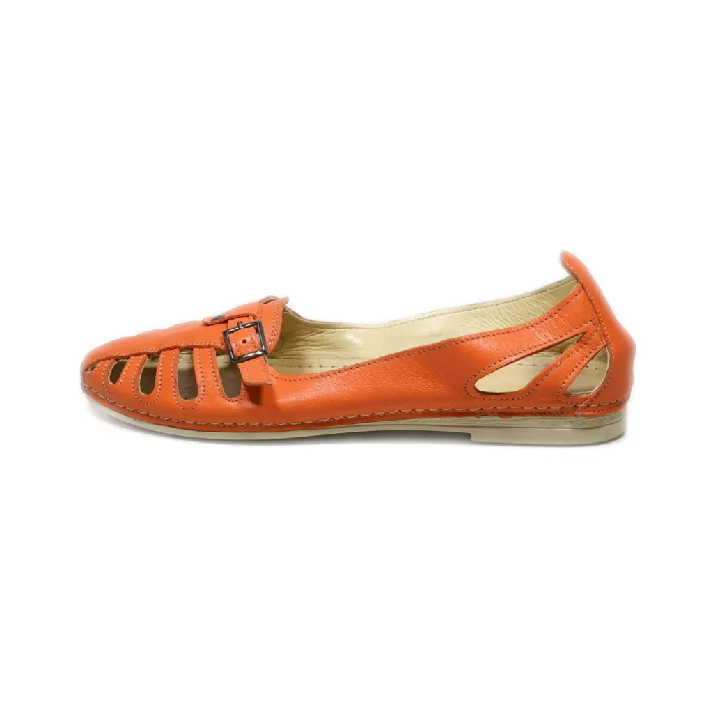 Gemini Flat Sandals Leather Orange Colour For Women