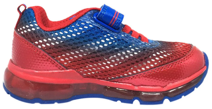 Geox Respira Boy's Android Royal Blue & Red Mesh Light Up Double Hook and Loop Sneaker