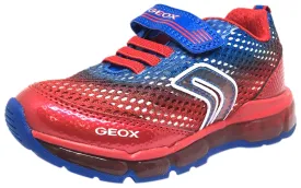 Geox Respira Boy's Android Royal Blue & Red Mesh Light Up Double Hook and Loop Sneaker