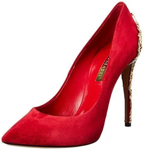 Gold Detail Pointy Toe Dress Pump, Red