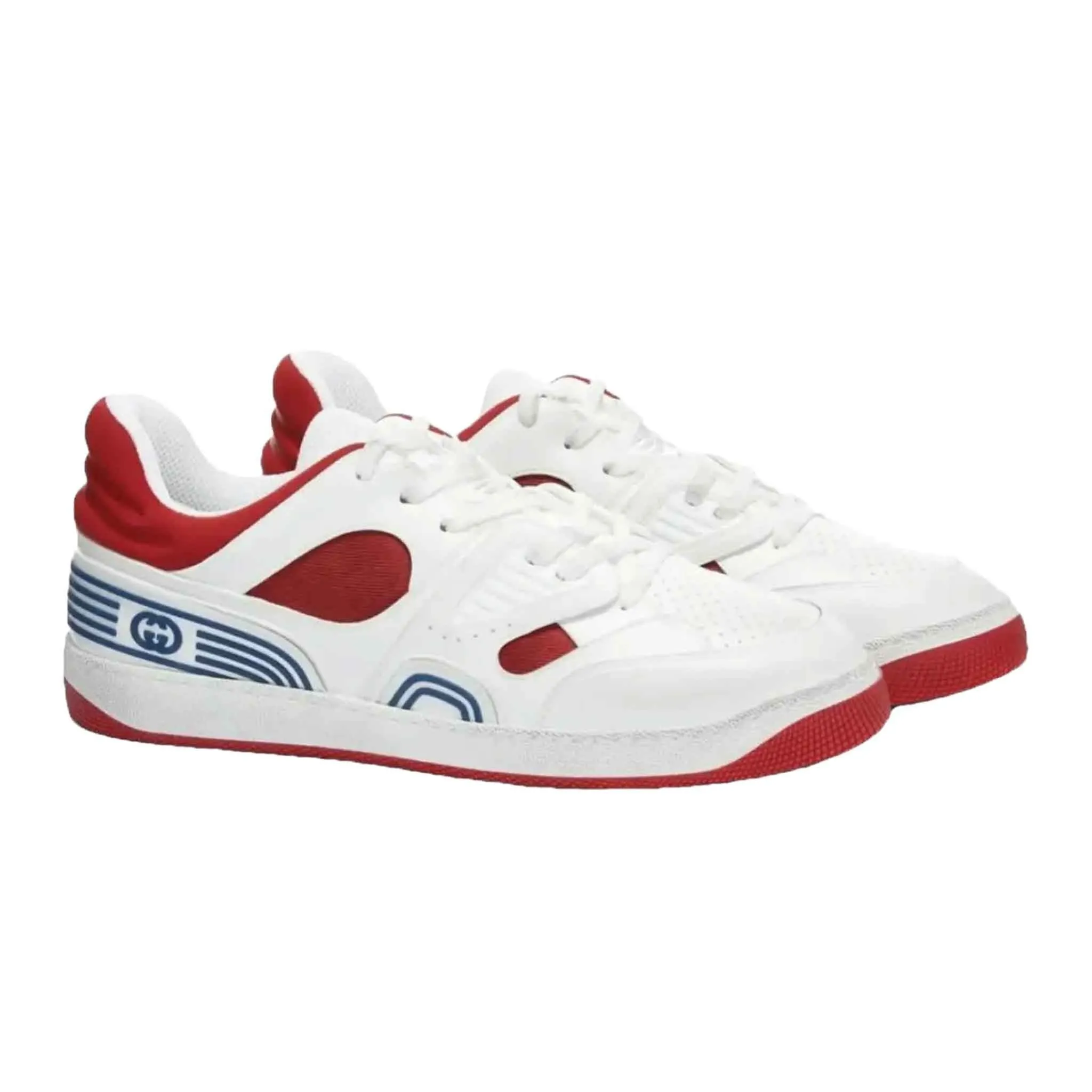 Gucci Baket Low-Top Sneakers in White/Red