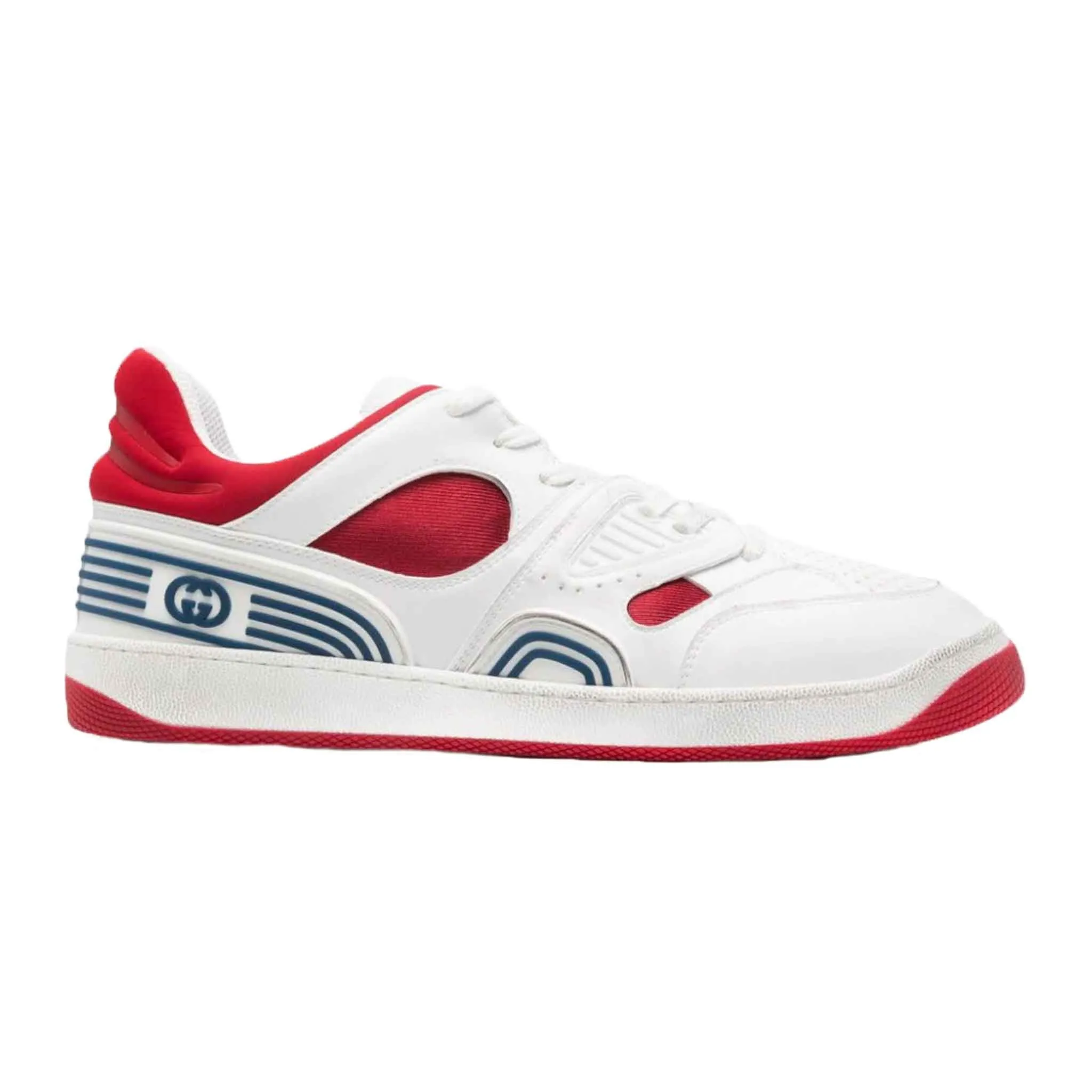 Gucci Baket Low-Top Sneakers in White/Red